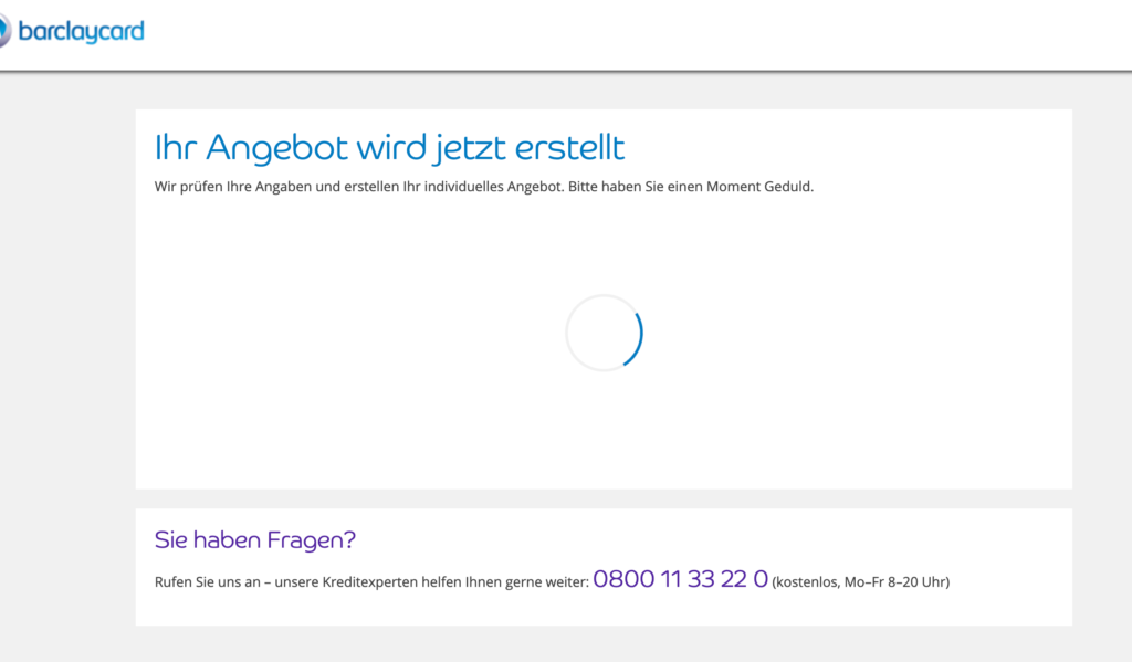 Unsere Kreditanfrage wird nun geprüft.