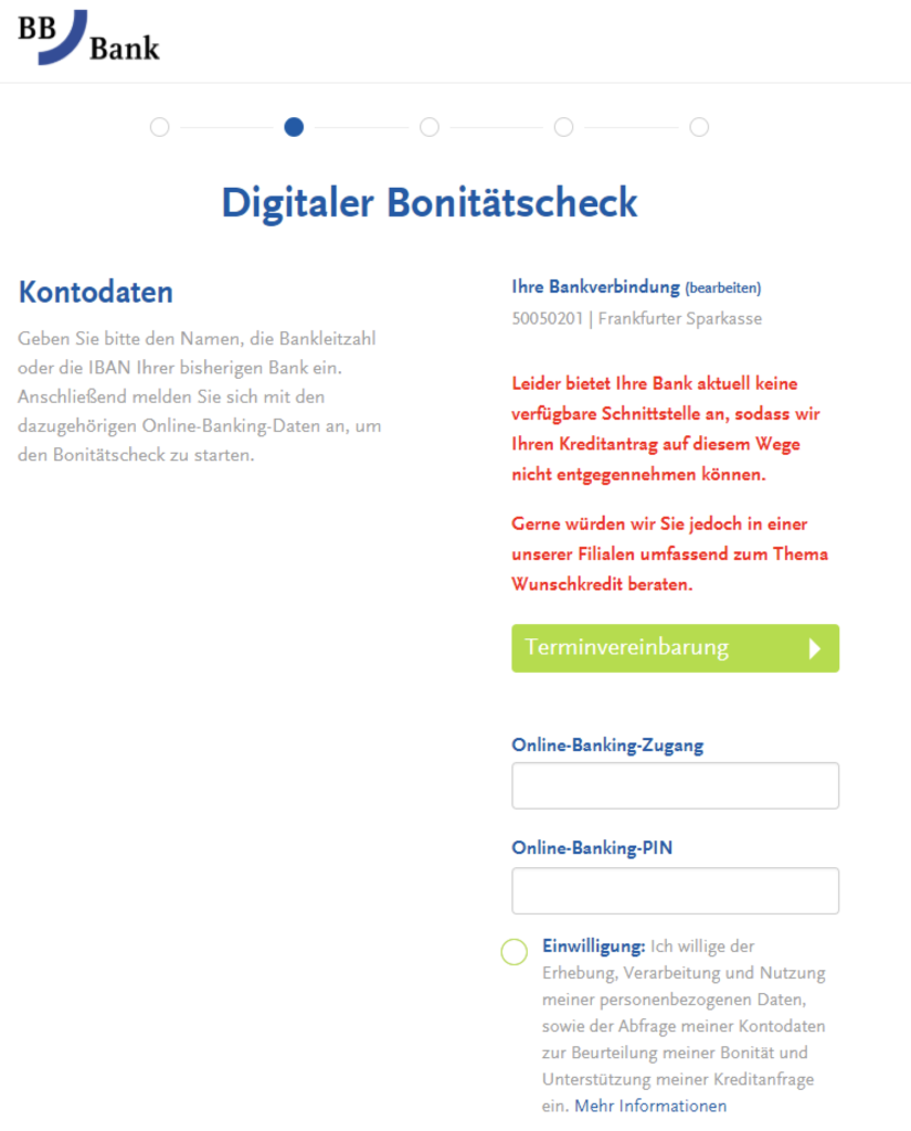 BBBank Kreditantrag Schritt 2