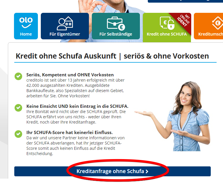 Creditolo Kredit ohne Schufa Kreditantrag Screenshot Bild 2