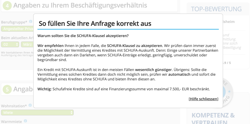 Creditolo Kredit ohne Schufa Kreditantrag Screenshot Bild 9