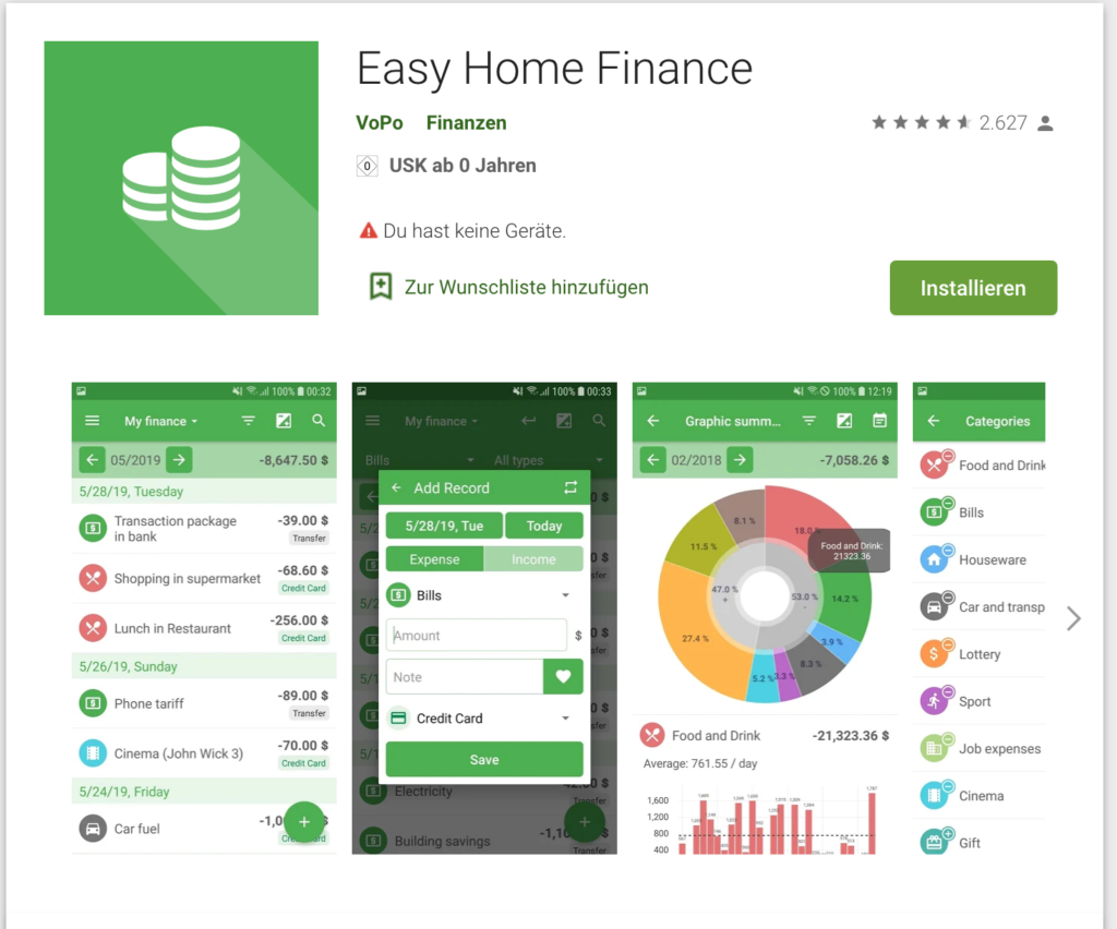 Easy Home Finance Haushaltsbuch

