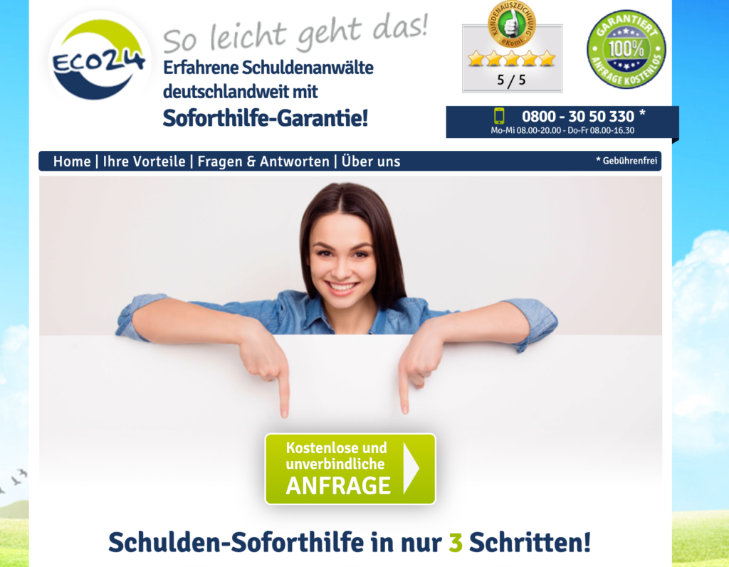 Screenshot der Webseite Eco24