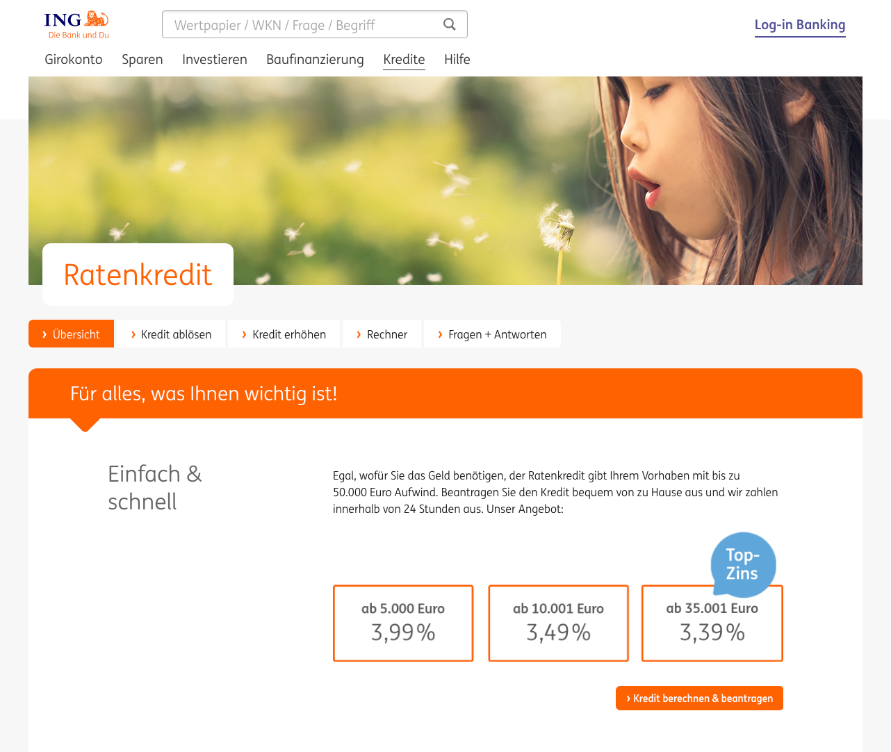 Start der Kreditanfrage