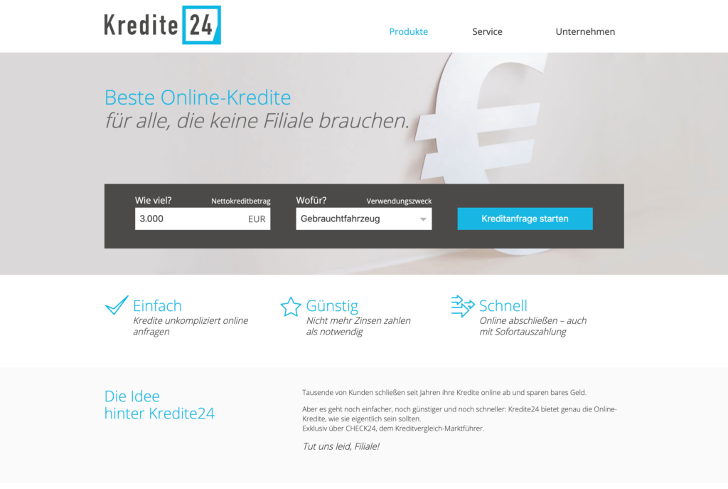 Kredite24.de Screenshot Webseite