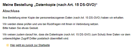 Bestellung ist abgeschlossen
