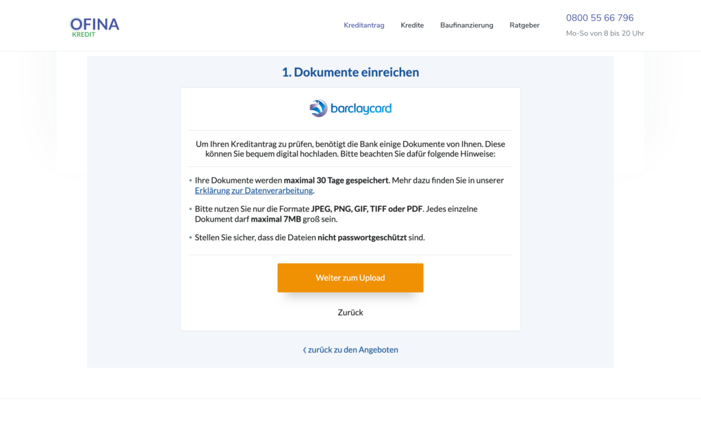 Hier erfahren Sie Details zum Upload der Unterlagen.