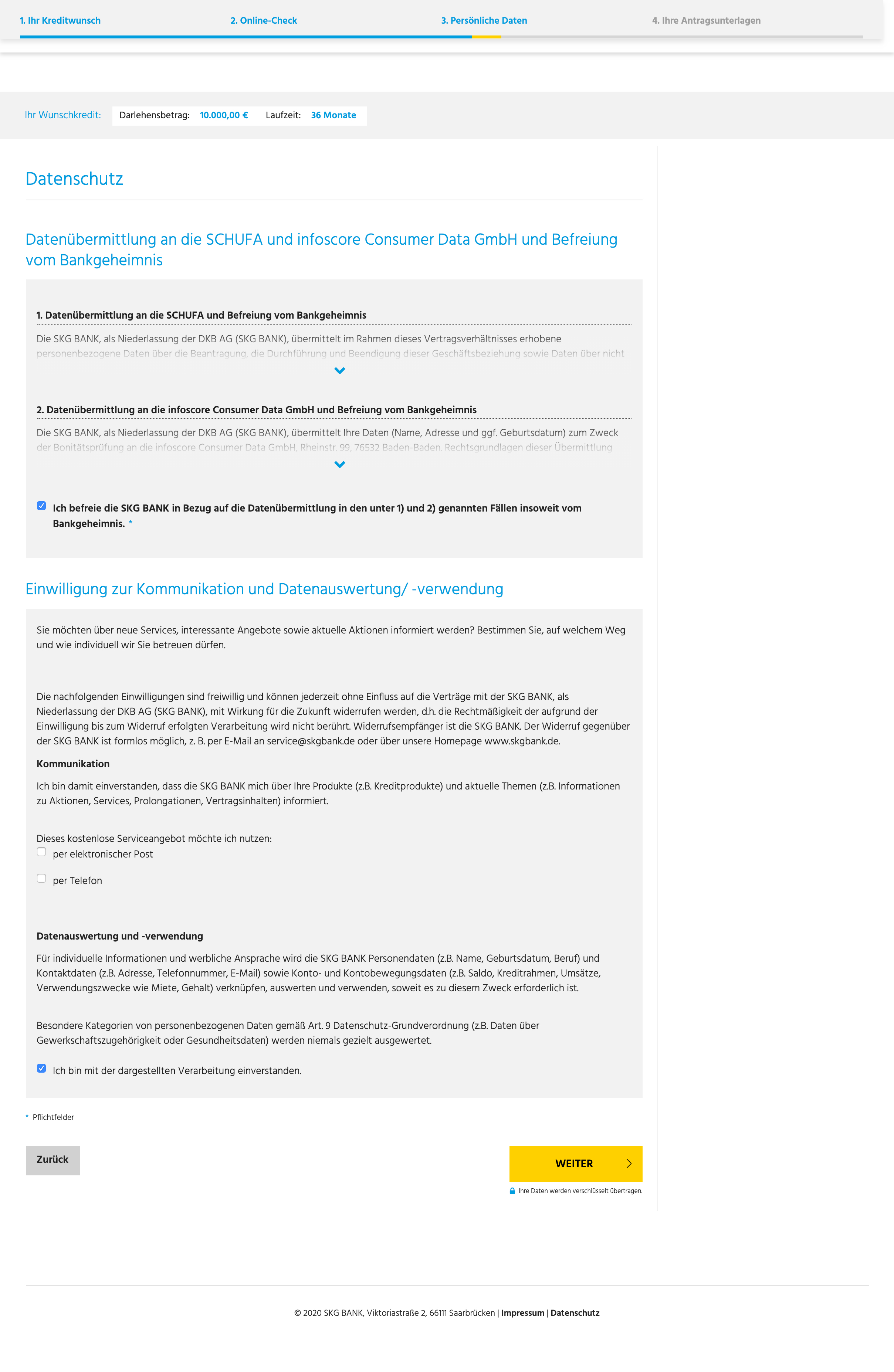 Zustimmung zur Schufa Abfrage