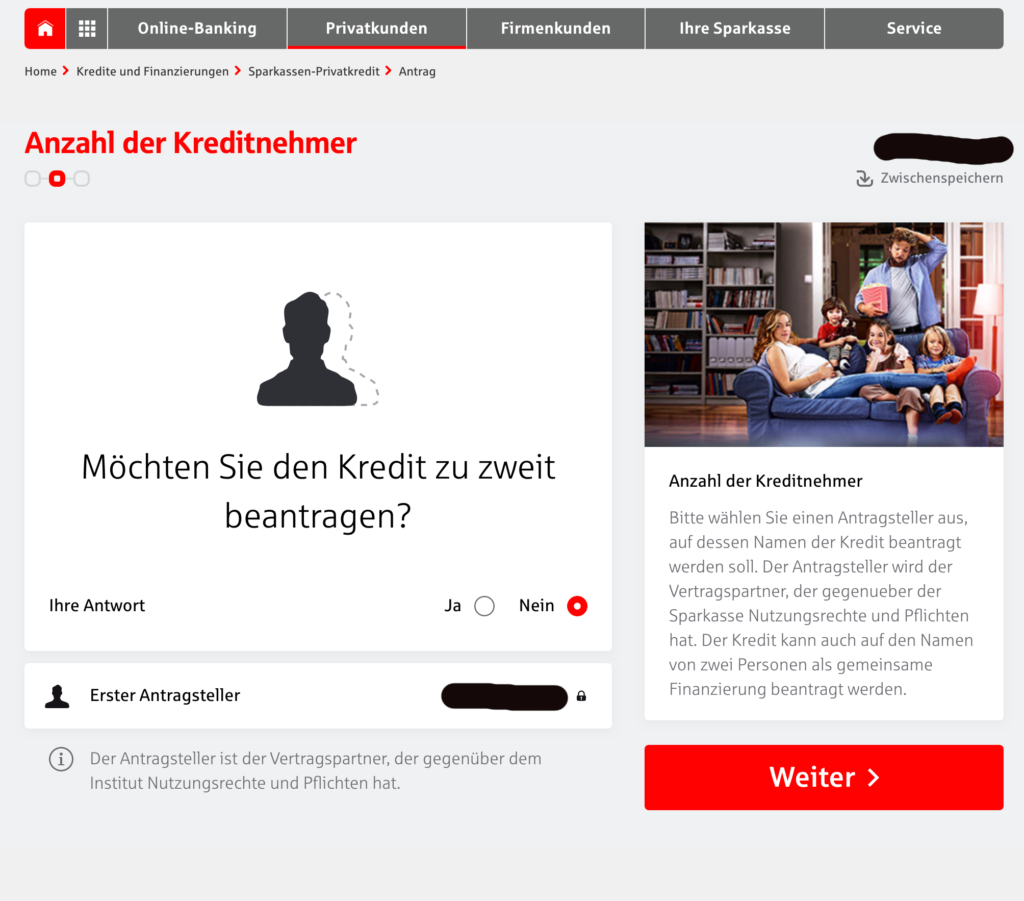 Sparkasse Kredit per Klick Screenshot Webseite Bild 4