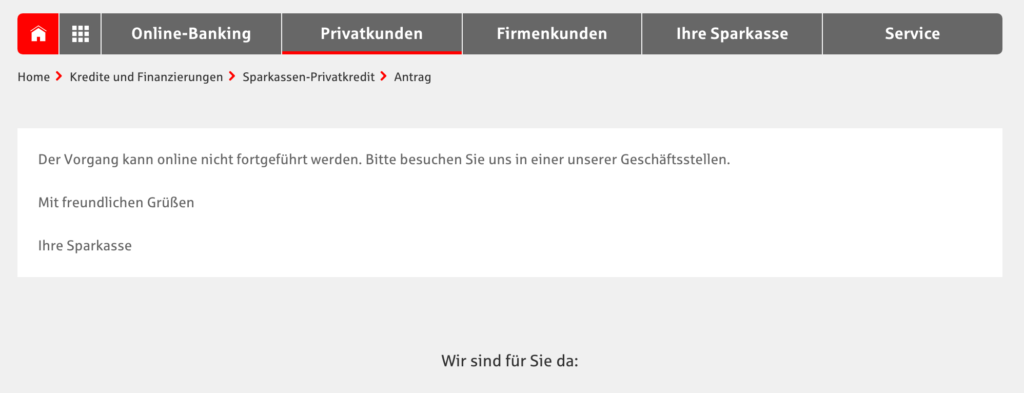 Sparkasse Kredit per Klick Screenshot Webseite Bild 5