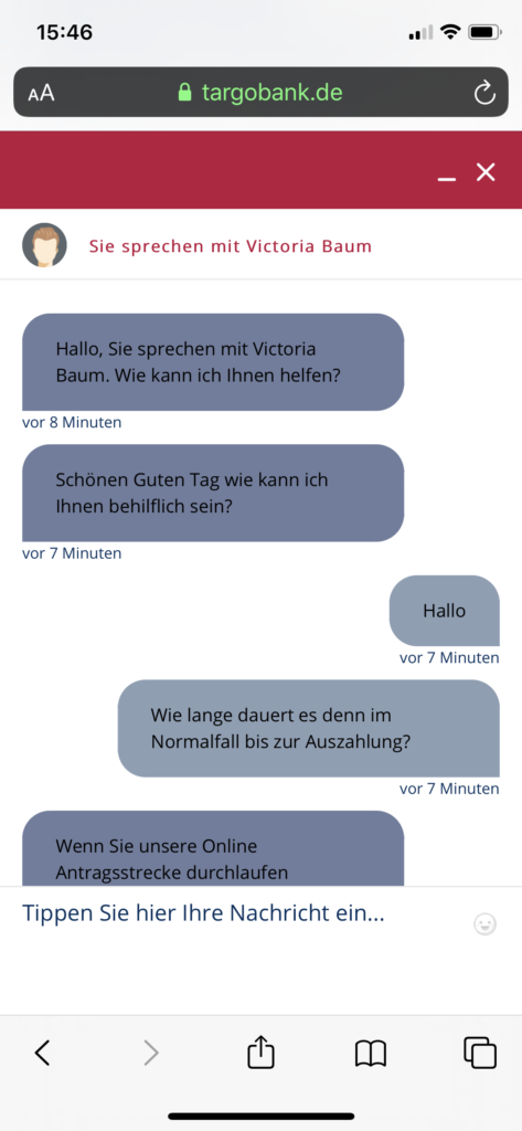 Targobank Kredit Bearbeitungsdauer, Screenshot 1