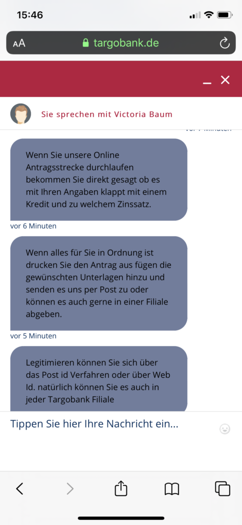 Targobank Kredit Bearbeitungsdauer, Screenshot 2