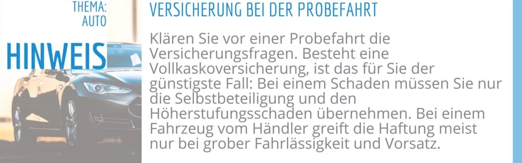 Versicherung bei Probefahrt